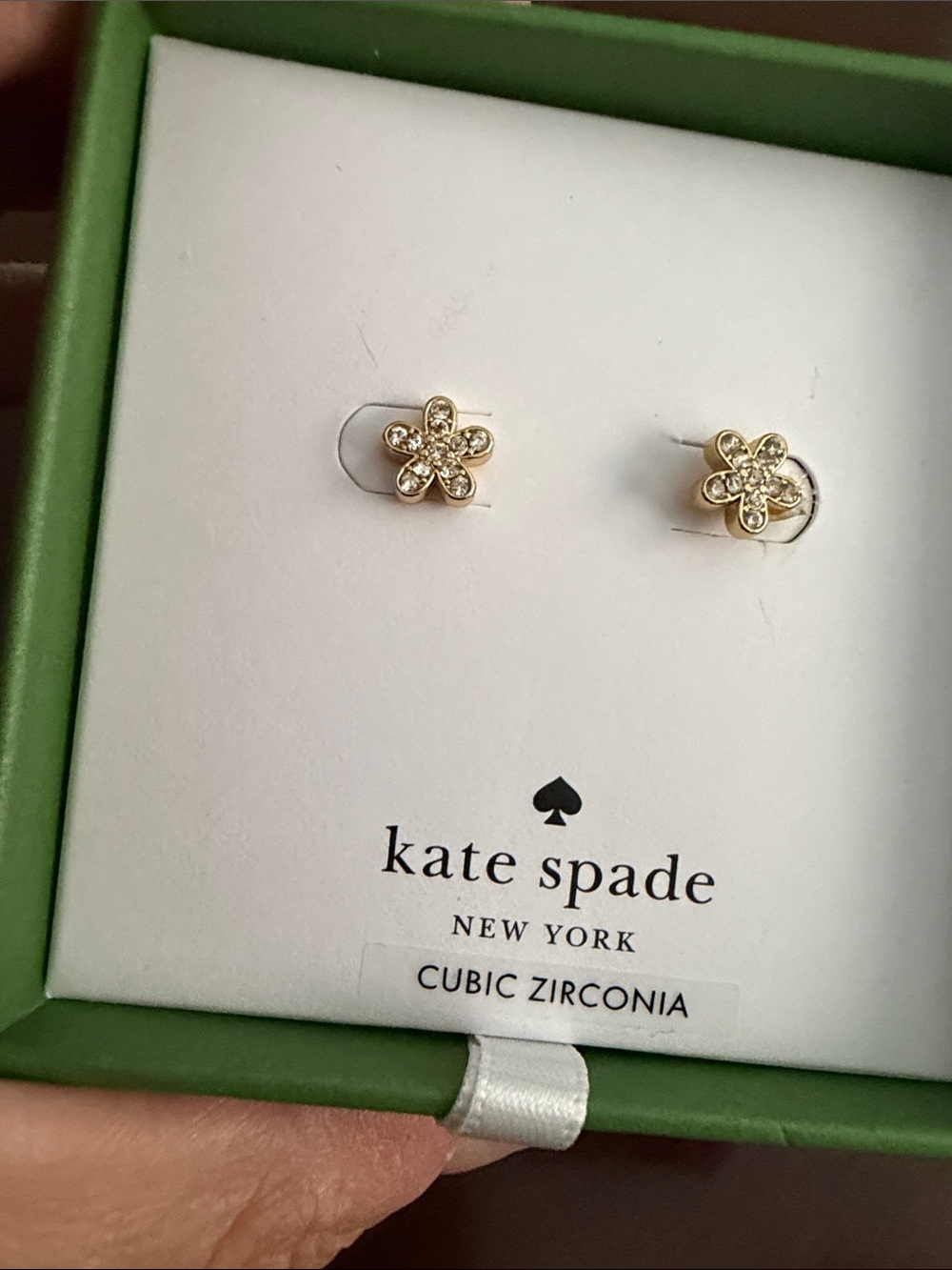 kate spade Gold Tone Floral Cubic Zirconia Stud Earrings